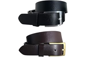 BRADLEY CROMPTON Pack Double Garçons Filles Multipack Noir & Marron (Jeu De 2 Ceintures) Ceintures Complètement En Cuir Formelles Décontractées