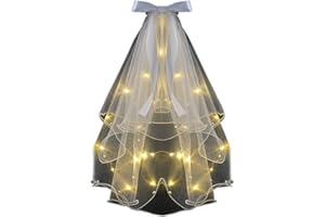 CICILIAYA Velo de perlas para mujer, velos cortos de tul blanco marfil con peine para novias, despedidas de soltera, despedidas de soltera, iglesia, regalo de graduación, Halloween, niñas, primera