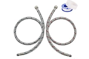 MIRRWIN 2 Stück Anschlussschlauch Armatur G3/8 x M10, Geflochtener Edelstahl Flexschlauch Verlängerung Panzerschlauch 80cm Wasserhahn Anschlussschlauch 3/8 Zoll für Mischbatterie