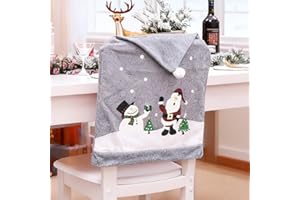 Morbuy Christmas Chair Covers 6pcs Grey 60x50cm, Xmas Santa Claus Hat Dining Chair Back Covers | Festive Party Christmas Seat Table Kitchen Decoration