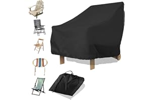Gatphy Housse de protection pour chaise de jardin - Imperméable - Coupe-vent - 210D - Pour chaise de jardin - 80 x 85 x 91 cm - Résistante aux UV et à la déchirure - Avec corde réglable - Noir