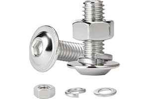 QANCEN 10 Pièces Vis à Tête avec Six Pans Creux M8x80 mm, Boulons à Tête Bombée avec Bride Inox A2 V2A, Jeu de Vis avec Ecrous et Rondelles, Entièrement Filetée