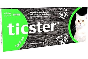 TICSTER Spot-on für Katzen bis 4 kg, Floh- und Zeckenmittel, 6 x 0,4ml, bis zu 24 Wochen Zeckenschutz (Lösung zum Auftropfen, effektives Flohmittel, natürlicher Wirkstoff)
