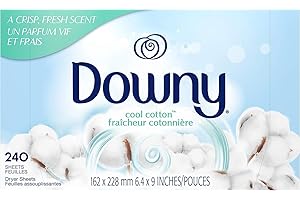 Downy Sábanas para secadora, suavizante de ropa de algodón fresco, 240 unidades, el paquete puede variar