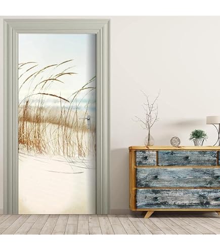 Autocollant Mural Trompe-l'œil 3D Paysage - 90x200 Cm, PVC, Amovible, Pour Porte Ou Mur Lisse, Facile à Poser