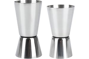 FADCAER 2 szt. miarka spirytusowa, 25/50 ml i 15/30 ml ze stali nierdzewnej, miarka do drinków podwójnych, miarka, zestaw kubków koktajlowych do baru, domowego wina
