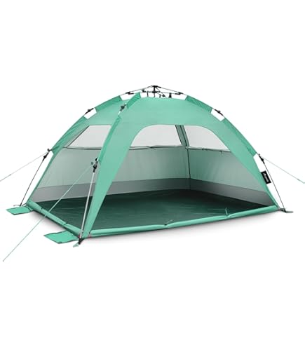 Tente Instantanée Tente Plage Pop Up Zack II Outdoorer - Protection UV60, 245x145x100cm, Bleue Abri Solaire Pliable