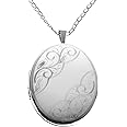 Alexander Castle 925 Sterling Silver Locket Necklace for Women - Girls 2 Photo Locket - 25mm x 22mm Oval Locket with 18" Silver Chain & Jewellery Gift Box