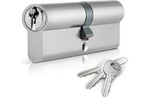 LOCKS AND SCREWS LTD Chrome 30/30 Euro Cylinder Lock (90mm), Euro Door Barrel Lock with 3 Keys, Anti-Bump, Anti-Drill and Anti-Pick Door Lock with Key (Chrome, 30/30)