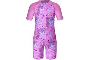 Moneric Girls Swimming Costume Kids One Piece Swimsuit Unicorn Swimwear UV Protection Zipper Bathing Suit Rash Guard Surfing Beachwear