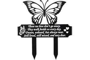 Zayookey Large Butterfly Memorial Stakes Cemetery Grave Plaque Waterproof Cemetery Stake Markers Sympathy Grave Stake for Humans Cemetery Garden Yard Decorations Outdoors Iron (black)