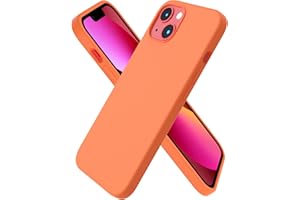 ORNARTO Etui kompatybilne z iPhone 13 6.1, smukłe, płynne silikonowe 3 warstwy w pełni pokryte miękkie żelowe gumowe etui pokrowiec 6,1 cala - pomarańczowy