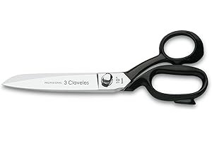 3 Claveles - Tijera de Sastre, de 25 cm - 10", acero carbono, forjada en caliente, niquelada, tijera para labores de sastrería y telas