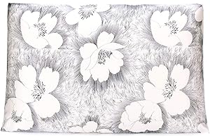 OLESILK Seidenkissenbezug Seide kopfkissenbezug Haar- und Hautpflege mit Weiß-Schwarz Blumen Gedruckt, 1 Stück, 80x80cm