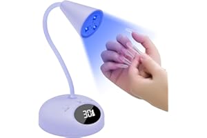 CGBE Mini Lampe UV Ongles: 18W LED Mini Lampe UV avec 4 Modes, Capteur Intelligent et Écran LCD, Portable Sèche-Ongles pour les Manucures DIY à Domicile ou en Salon (Purple)