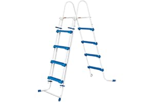 Summer Waves Universal Stahl Poolleiter für Pools bis 132cm - Robust & rutschfest - Einfache Montage - Sicherheitsleiter