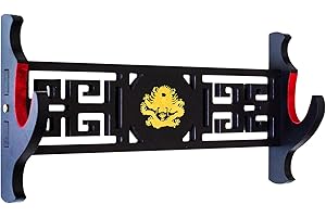 FOXSMZZ Schwerthalter Katana Wandhalterung Samurai Schwert Rahmen Display Frame Red Samt China Drache Stil (1-Schicht)