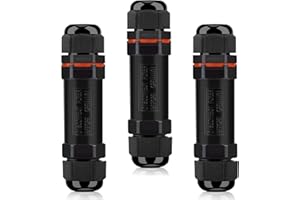Scatola di Giunzione Impermeabile IP68, HOMMAND 3 Pezzi Connettore per Cavo Impermeabile Esterno, Manicotto di Collegamento Connettore Stagno 3 Poli per Cavo Ø2-13 mm