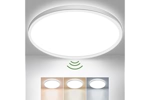 ‎ZEMTY zemty LED Deckenlampe mit Bewegungsmelder, 30cm 24W Rund Flach Deckenleuchte Bewegungssensor Innen, Warmweiß/Neutralweiß/Kaltweiß Lampe für Schlafzimmer Flur Küche Bad Balkon Treppe