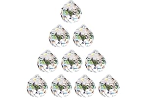 NUPTIO 30mm Prisma de Bola Octogonal de Cristal Transparente 10 Piezas - Cuelgan Facetadas Suncatcher Colgante para Lámpara de Techo, Feng Shui, Casa de la Boda, Decoraciones de Oficina
