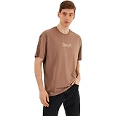 BY COMEOR Leo Erkek Oversize Tshirt%100 Pamuk Bisiklet Yaka Baskı Detaylı Basic Tiş&ouml;rt CMRE76