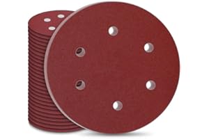 STEBRUAM Dischi Abrasivi 225 mm 30 Pezzi Kit di Carta Abrasivi a 6 fori Rotondi di Carta Vetrata, Grana 5 x P60/80/120/180/240/400 per Smerigliatrici per Cartongesso e Giraffe Abrasive