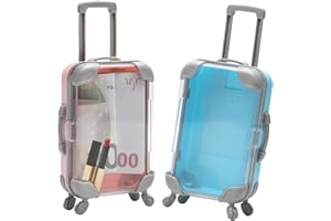 HENGBIRD 2 x mini walizka na prezent, bon podróży, opakowanie na prezent z rolkami i uchwytem, pudełko na kasę urlopową i bon podróży