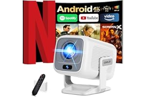 COOLID [App Intégrée] Vidéoprojecteur avec WiFi 6 y BT 5.4,1080P Full HD Mini Projecteur Video, Projecteur Portable avec Autofocus et Correction Trapézoïdale Automatique,180° Rotation HDMI/TV Stick/USB Blan