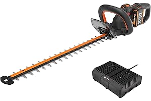 WORX Taille-Haies sans Fil 40V WG286E, Lame Double Action 61 cm, écartement 27 mm, Moteur Brushless, Poignée Pivotante, Fourreau de Protection, livré avec 2 Batteries 20V 2Ah, Chargeur Rapide