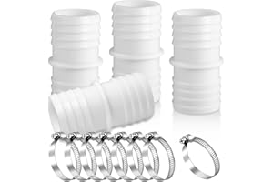 NUTKIT Adaptador Manguera Piscina 38 mm a 38 mm, 4 Piezas Conectores de Manguera, Conector para Manguera de Piscina,Boquilla de Manguera Doble, Adaptadores Bomba De Agua con 8 Abrazaderas (Blanco)