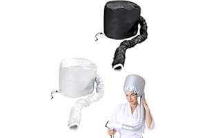 FUGLUS 2 pezzi Cuffia Asciugacapelli, Casco per Asciugatura con Elastico per Attacco Phon, Casco per Capelli da Casa per Phon per La Profondo Cura Dei Capelli(nero + argento)