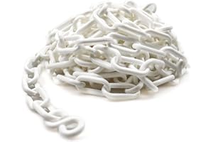 BOQIIKAR Plastic Chain Barrier Safety Plastic Chain 5 Meters 6mm x 5m High Visible Plastic Link Chain for Warning Safety Parking Space, Transportation Facility, Crowd Control, Traffic, Queuing Line
