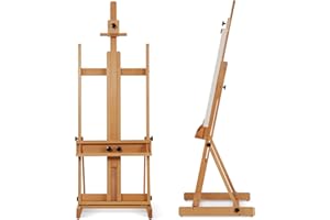 VISWIN Cavalletto a H Grande, Cavalletto Regolabile Professionale in Legno di Faggio con Vassoio 135-231cm, Cavalletto Stabile da Studio Dipingere per Adulti, Artisti