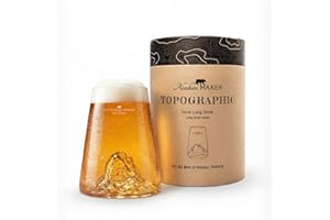 Alaskan MAKER Verre long 450ml - Borosilicate de qualité supérieure soufflés artisanalement avec les montagnes en relief | Cocktail, bière ou soft TOPOGRAPHIC (Pic du Midi)