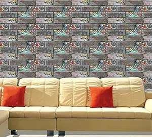 Decor Production Self Adhesive Brick Design Wallpaper Wall Sticker for Home Decor, Living Room, Bedroom, Hall, Kids Room, Play Room (brick-wallpaper-pt07-03-5.5sqft-moq-5)
