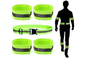 QOCUILC Fasce Riflettenti Sicurezza 5 Pezzi, Fasce Riflettenti Regolabili, Braccialetti Riflettenti per Polsi e Caviglie, Accessori Riflettenti per Sicurezza