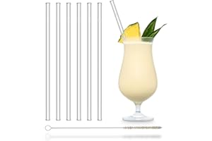 HÅLM HALM szklane słomki wielokrotnego użytku Glastrinkhalme - 6 sztuk proste 23 cm długości + plastikowa szczotka do czyszczenia bez plastiku szklane rurki