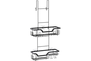 Honsdom Porta Shampoo Doccia da Appendere - Mensola Portaoggetti Doccia Antiruggine 2 Cestini, Organizer con Ganci per Rasoi, per Porta in Vetro Bagno