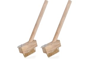 ‎COM-FOUR com-four® 2X Unkrautbürste mit Stahlborsten, Fugenbürste mit Holzgriff, Unkraut- und Moosentferner (02 Stück - Unkrautbürste)
