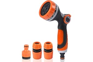 DURDIIY Pistolet do węża ogrodowego,Pistolet do nawadniania z 10 trybami regulowanego natryskiwania Pistolet natryskowy z dyszą natryskową Gun wody ogrodowej do podlewania trawy (Pomarańczowy)