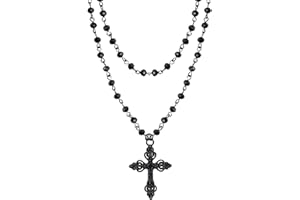 Hanary Gothic Layered Pendant Choker, Black Choker, Black PU Leather Chocker Collar, Costume Jewelry