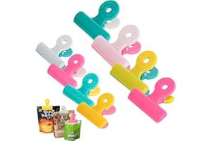 IELEK Chip Bag Clips Set of 16 - Heavy-Duty Binder Bag Sealing Plastic Clips Large and Durable with Strong Spring Grip Clamps for Air Tight for Home Storage,Refined Office,Food&Bread Bags