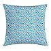 Produktbild Birthday Throw Pillow Cushion Cover, Colorful Surprise Present Boxes Socks Mittens and Christmas Balls Pattern on Blue, Decorative Square Accent Pillow Case, 18 X 18 inches, Multicolor