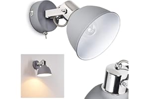 HOFSTEIN Wall Light Dompierre, Adjustable Wall lamp Made of Metal in Grey/White, 1-Flame, 1 x E14-socket, Wall spot in Retro/Vintage Design with on/Off Switch at The housing, Without Bulbs