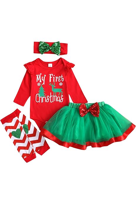 Tenue De Noel Bebe Winmany 4 Pièces Nouveau-né Bébé Filles Tenue