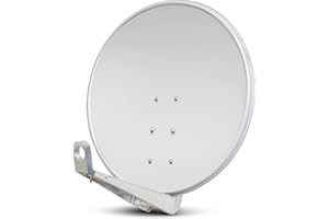 PremiumX DELUXE100 Satellitenschüssel 100cm SAT Schüssel aus Aluminium in Hellgrau Offset Satelliten-Antenne FullHD 4K UltraHD