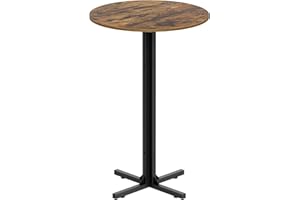 YATINEY Round Bar Table, Counter Height Pub Table, Versatile Use, With Cross Base, for Dining Room, Kitchen, Bar, Pub, Bistro, Cafe, Rustic Brown and Black XBT10BR