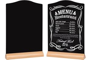 GUOKOFF A4 Aufsteller Kreidetafel Klein, 2 Stück Acryl Kreidetafel mit Ständer, Mini Tafel Set, Tisch Kreidetafel Schilder aus Holz, Doppelseitige Kreidetafel Menü, Tafel Holzschilder zum Beschriften