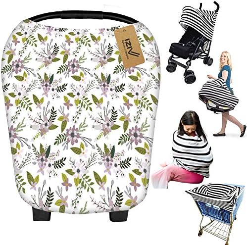 iZiv Ultrasoft 4-in-1 Multi-use Baby Stretchy Cover Car Seat Canopy/Nursing Cover/Shopping Cart Cover/Infinity Scarf for Baby