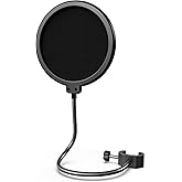 FIFINE Boom Arm veya Masa&uuml;st&uuml; Standı i&ccedil;in Mikrofon Pop Filtresi, &Ccedil;ift Katmanlı Mikrofon Kalkanı, Kaz boynu Klipsi, Akış, Podc